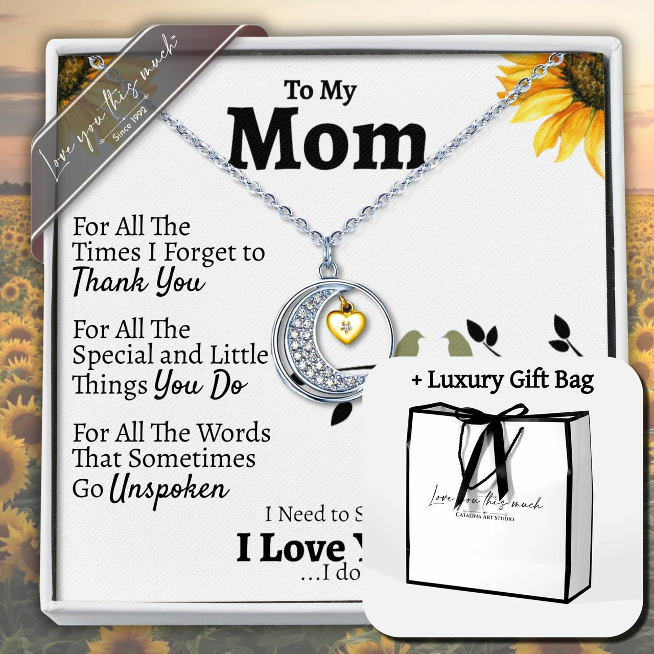 (ALMOST Sold Out) Mom Moon & Back Necklace - Love You This Much