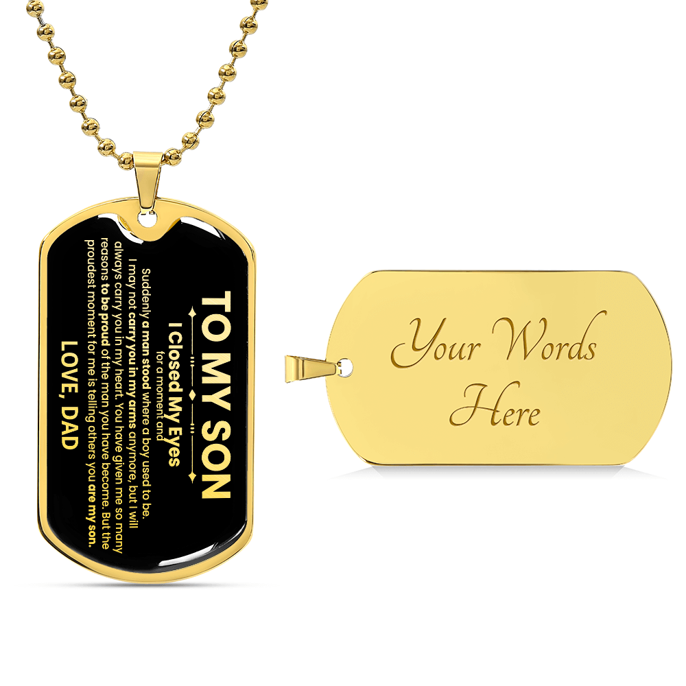 Son Love Dad Dog Tag Necklace (Black Design)