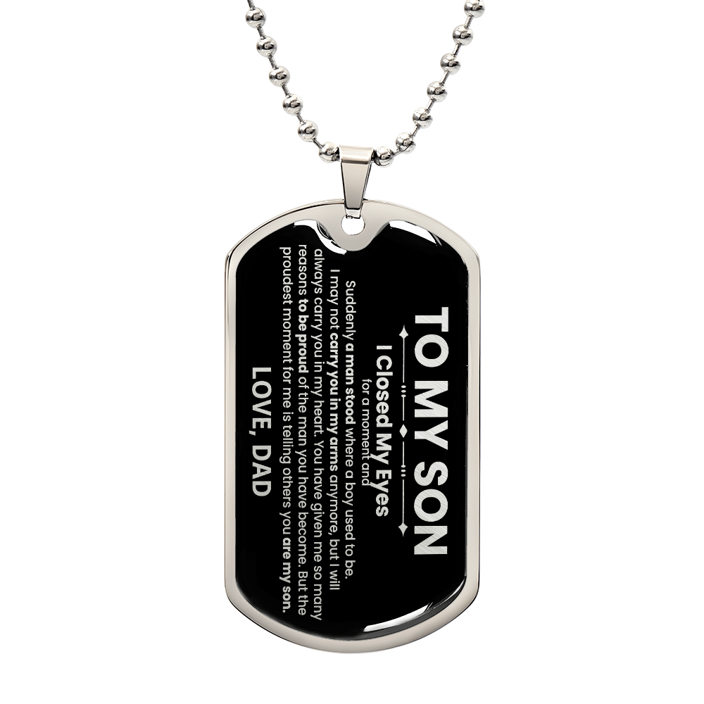 Son Love Dad Dog Tag Necklace (Black Design) - Love You This Much