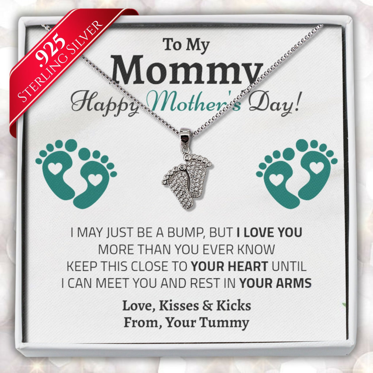 (Almost Sold Out) Bump to Mom Tiny Steps Necklace - Love You This Much