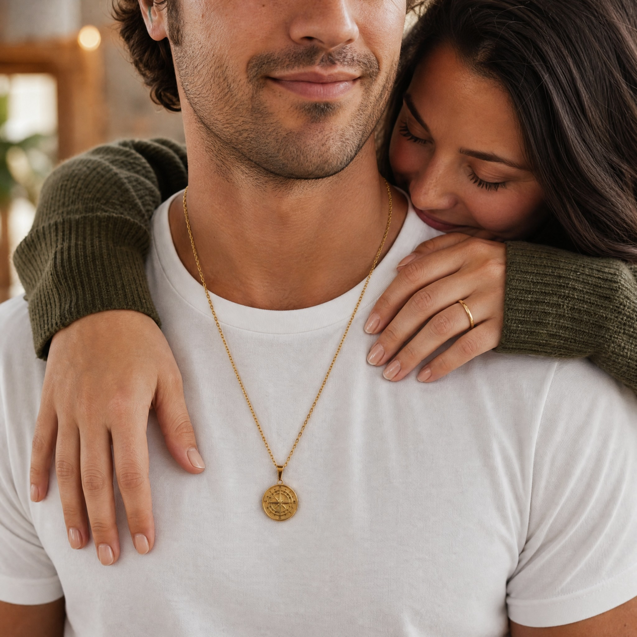 Husband Classic Compass Necklace