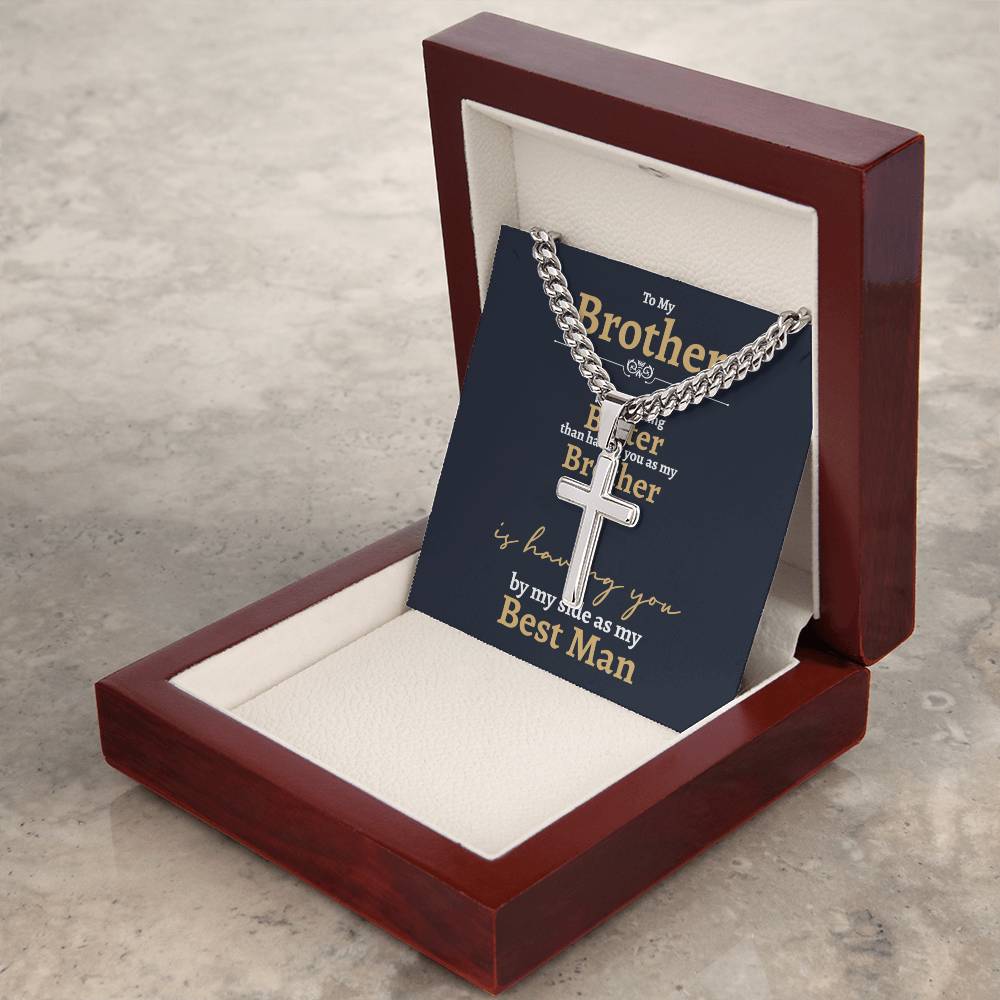 Brother Best Man Cuban Cross Necklace