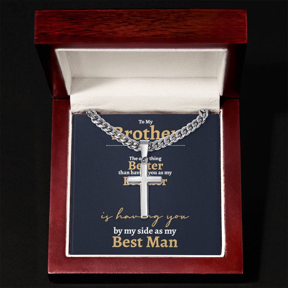 Brother Best Man Cuban Cross Necklace