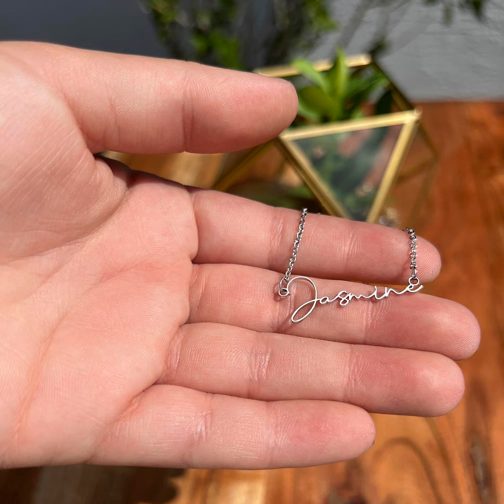 Girlfriend Happy Birthday Signature Name Necklace