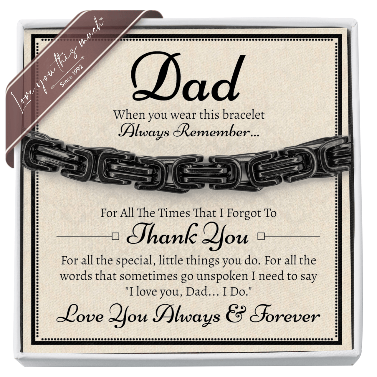 Dad "Thank You" Twist Steel 5mm Bracelet - Love You This Much