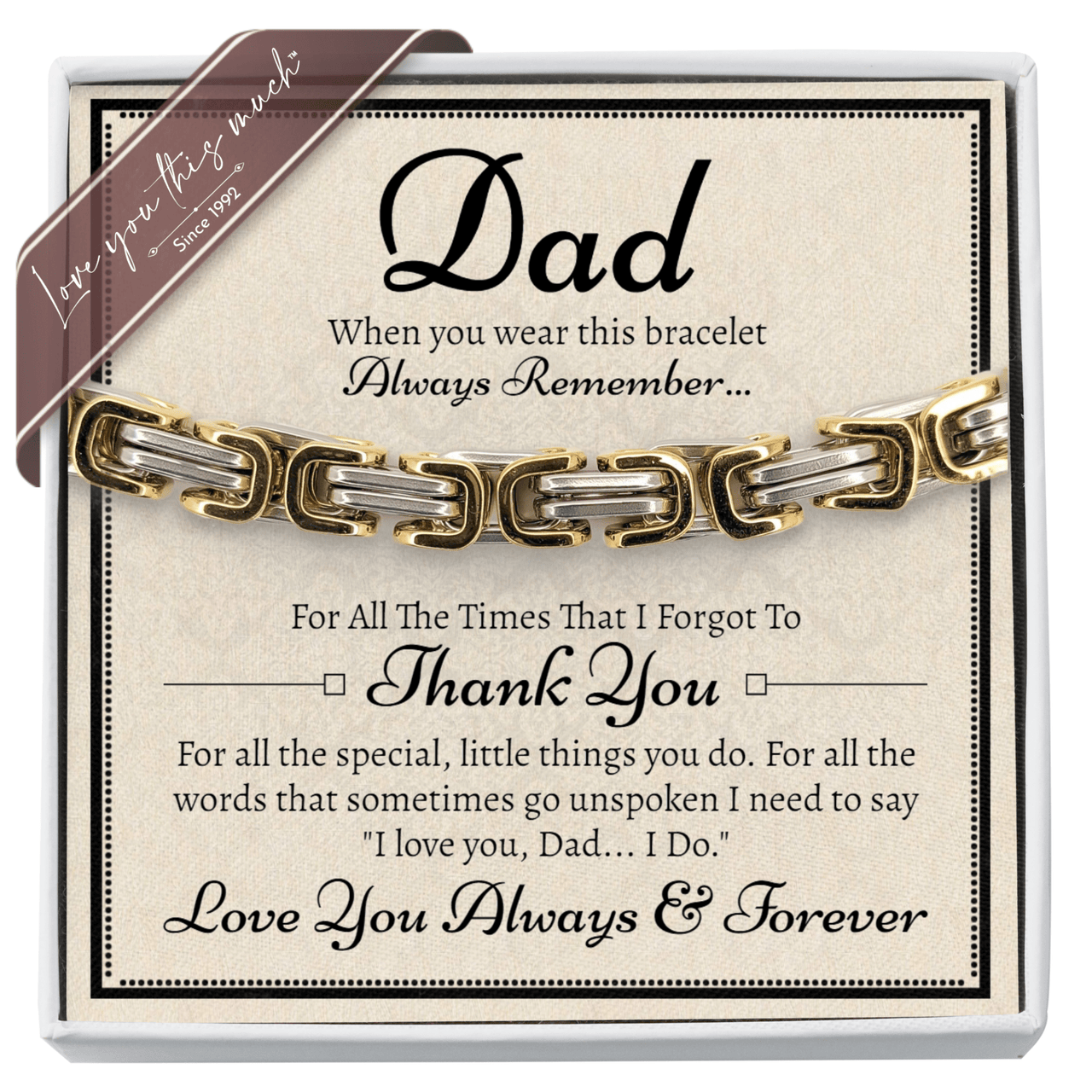 Dad "Thank You" Twist Steel 5mm Bracelet - Love You This Much