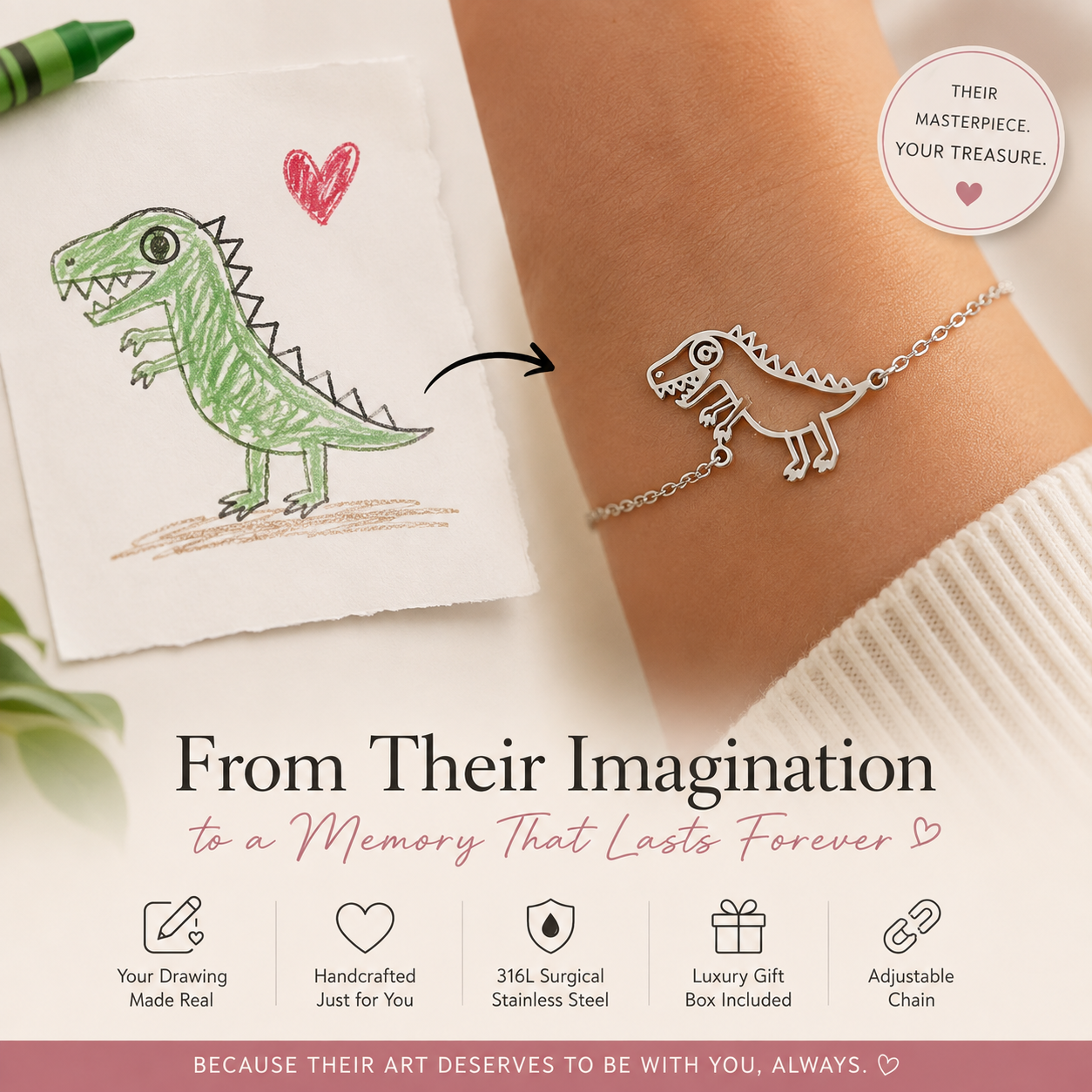 Custom Drawing Jewelry – Turn Their Artwork Into a Necklace, Bracelet or Keychain