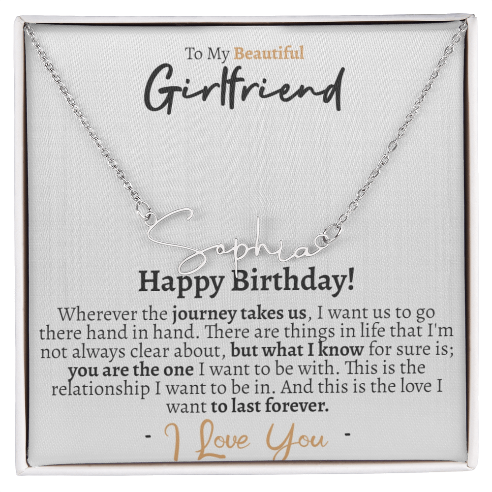 Girlfriend Happy Birthday Signature Name Necklace - Love You This Much