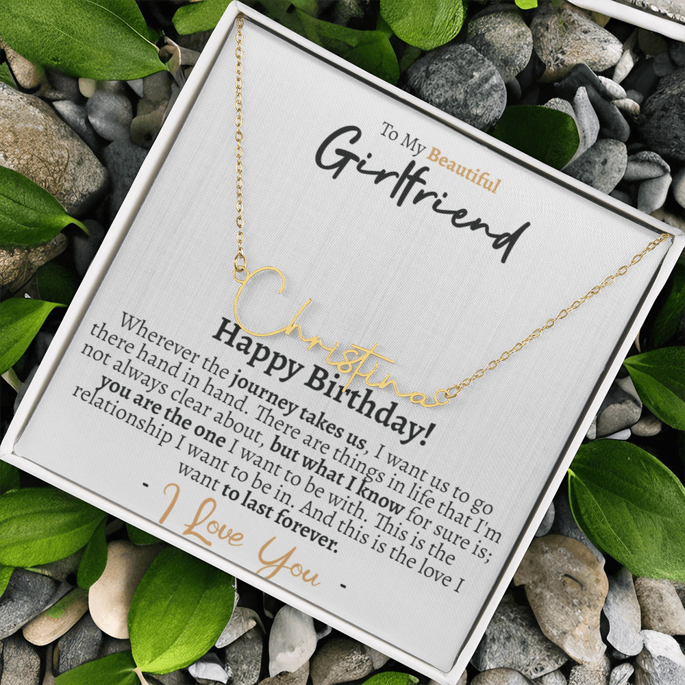 Girlfriend Happy Birthday Signature Name Necklace - Love You This Much