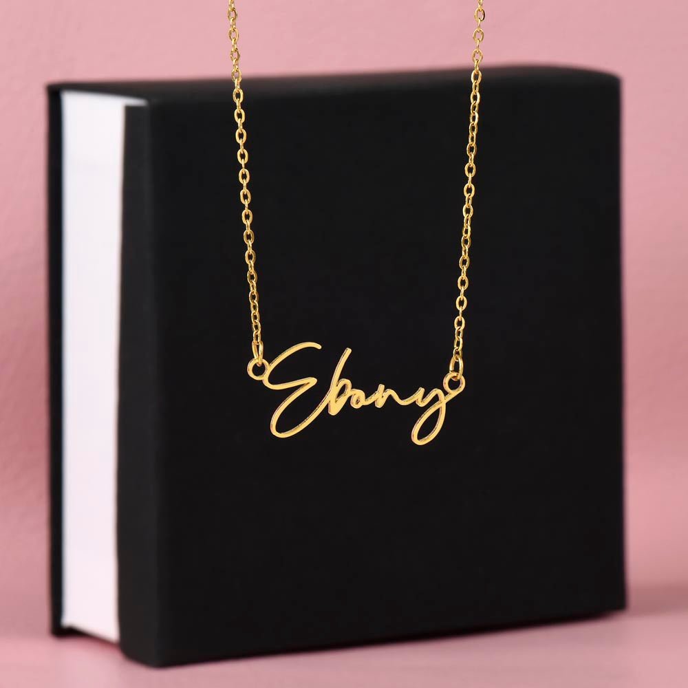 Girlfriend Happy Birthday Signature Name Necklace - Love You This Much