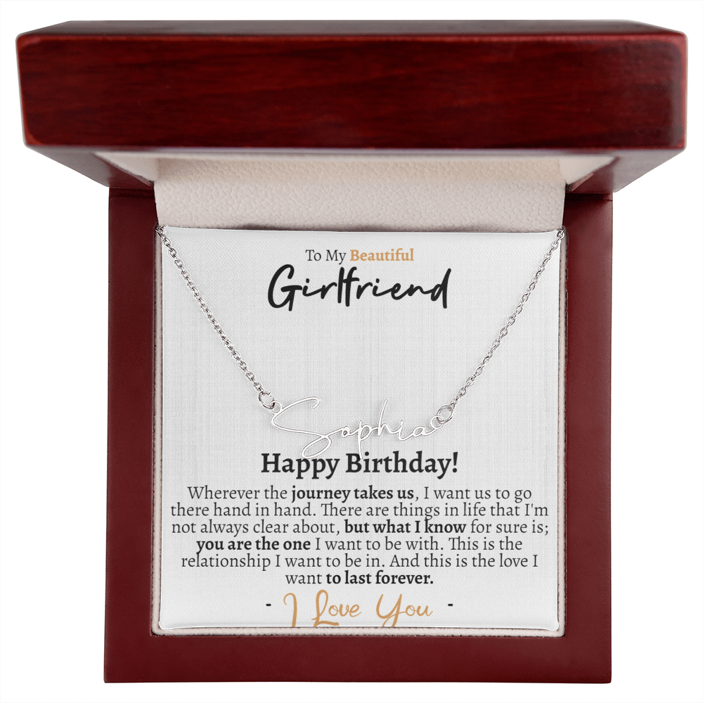 Girlfriend Happy Birthday Signature Name Necklace - Love You This Much