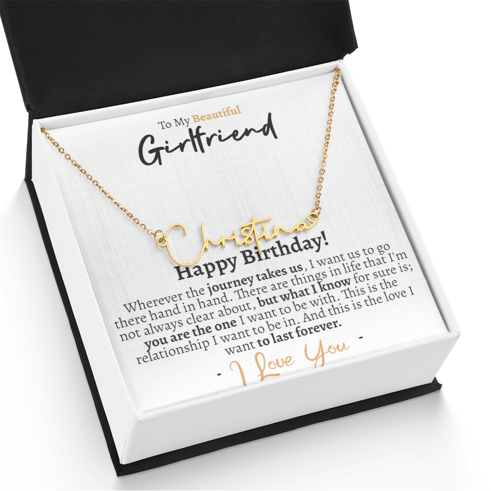 Girlfriend Happy Birthday Signature Name Necklace - Love You This Much