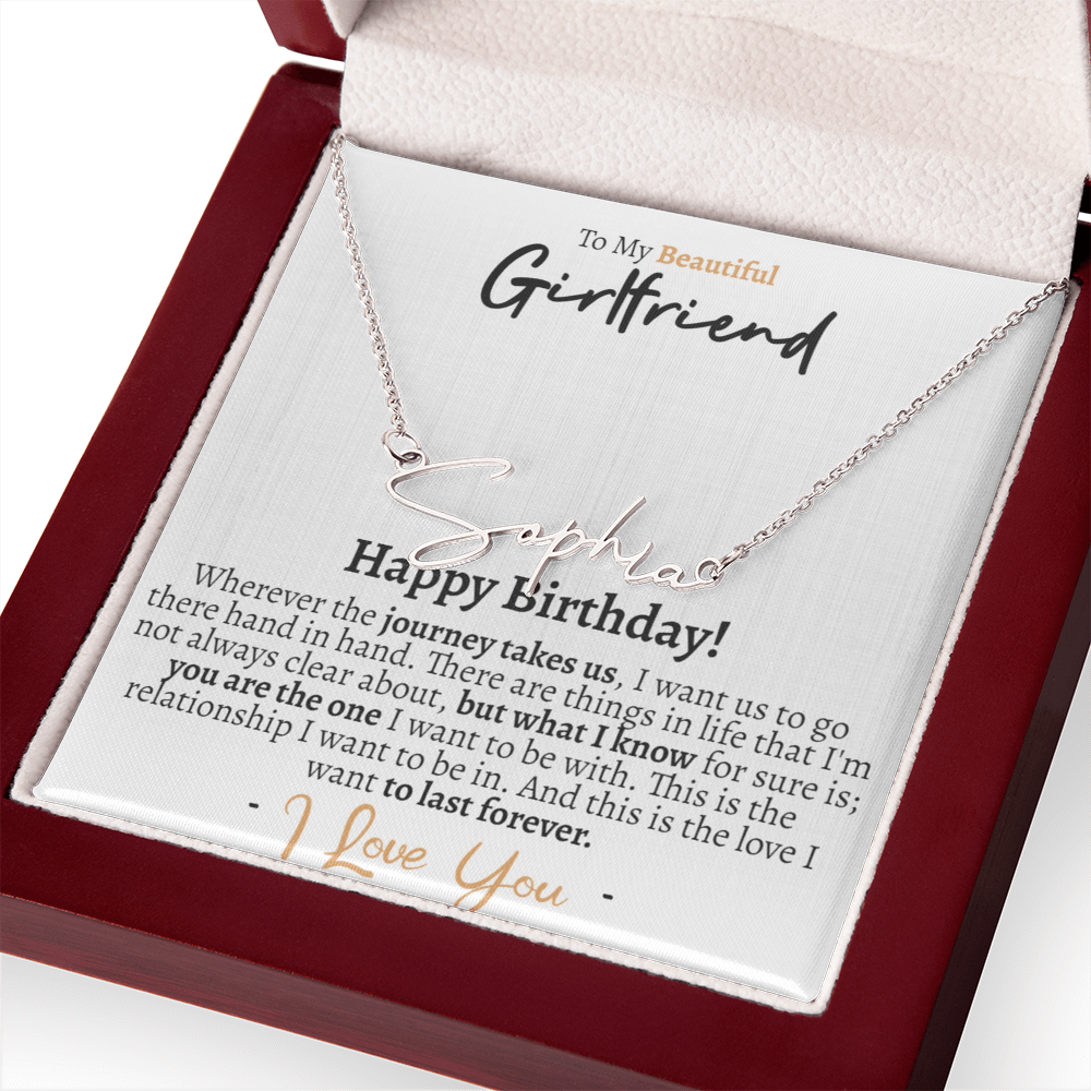Girlfriend Happy Birthday Signature Name Necklace - Love You This Much