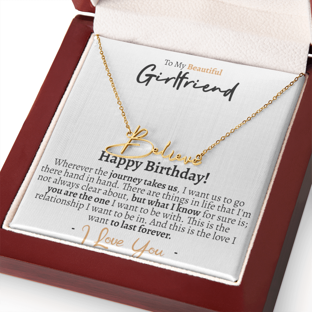 Girlfriend Happy Birthday Signature Name Necklace - Love You This Much