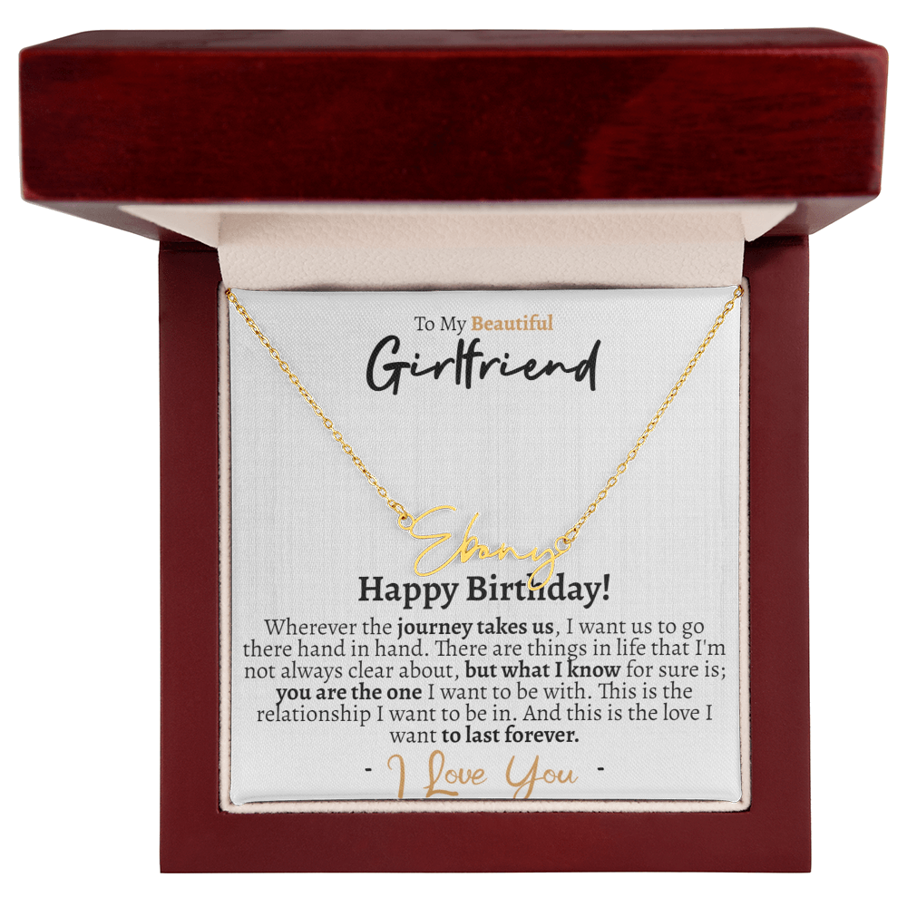 Girlfriend Happy Birthday Signature Name Necklace - Love You This Much