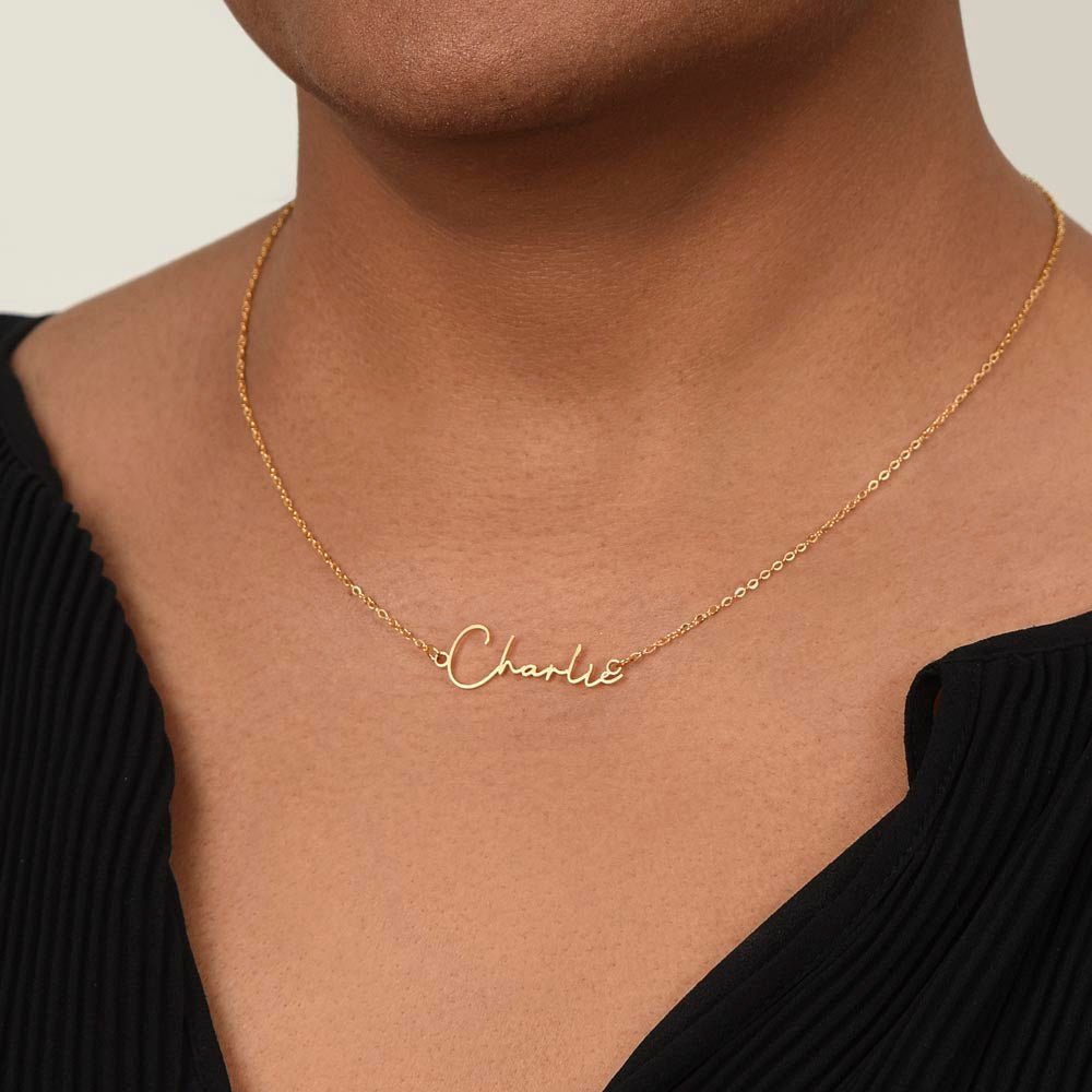 Girlfriend Happy Birthday Signature Name Necklace - Love You This Much