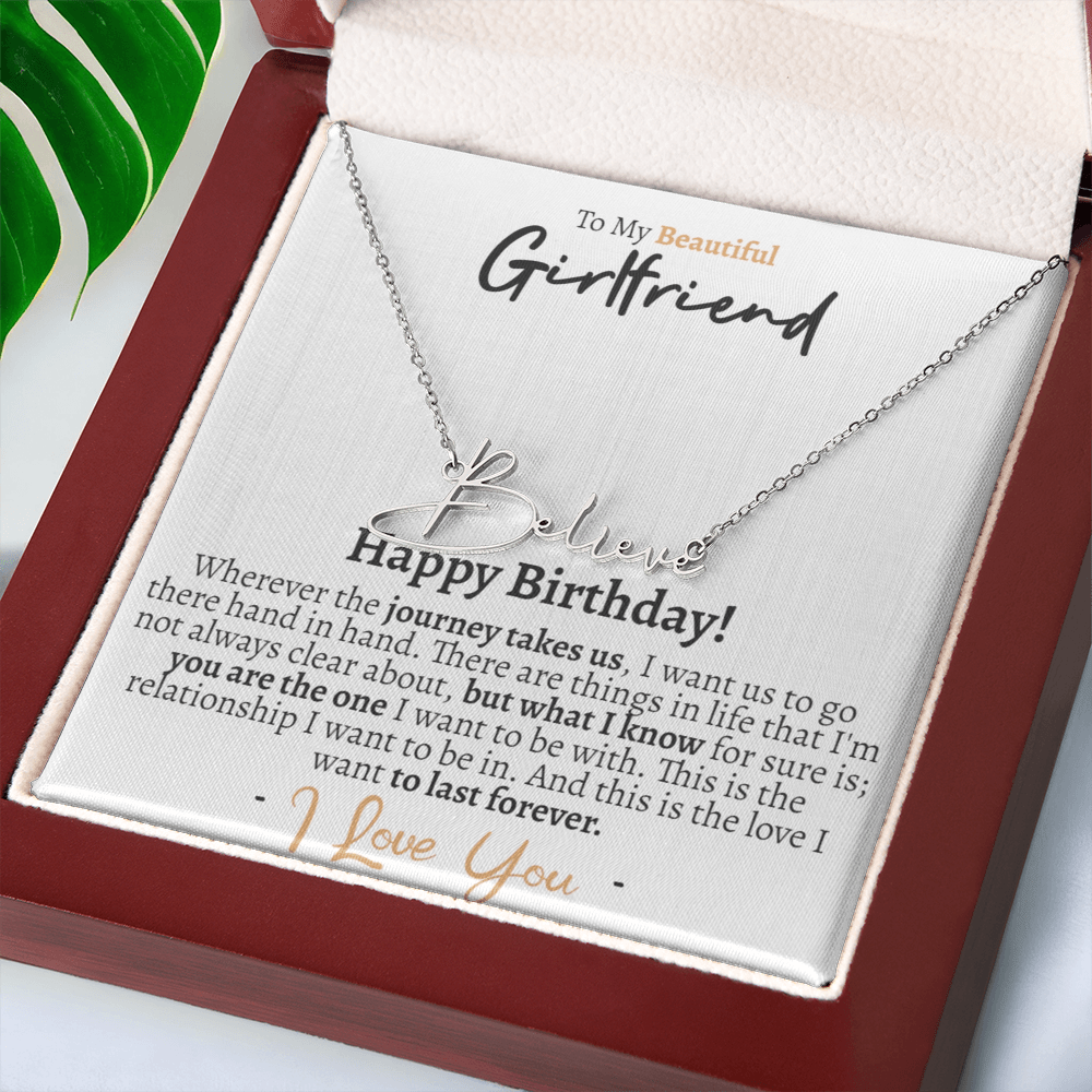 Girlfriend Happy Birthday Signature Name Necklace - Love You This Much