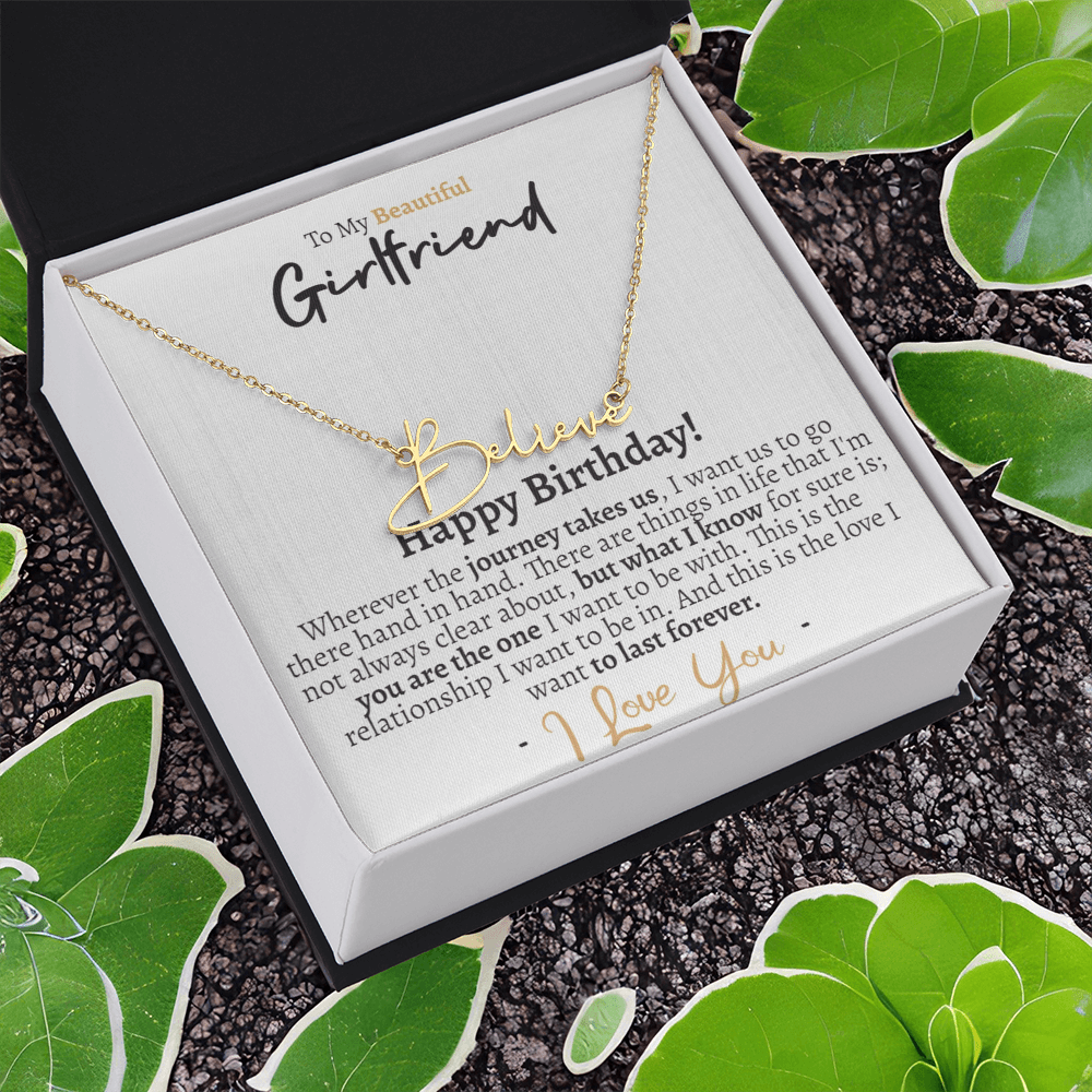 Girlfriend Happy Birthday Signature Name Necklace - Love You This Much