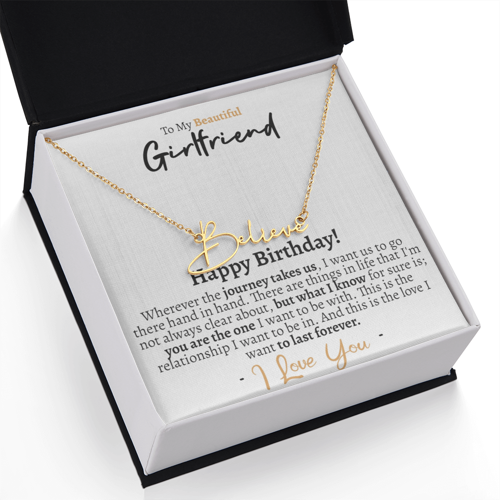 Girlfriend Happy Birthday Signature Name Necklace - Love You This Much