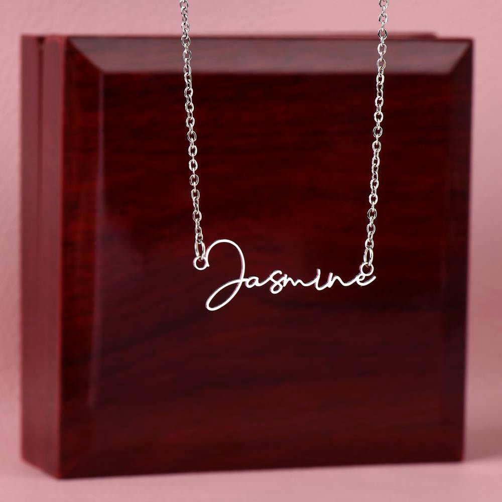 Girlfriend Happy Birthday Signature Name Necklace - Love You This Much