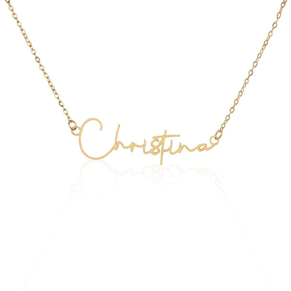 Girlfriend Happy Birthday Signature Name Necklace - Love You This Much