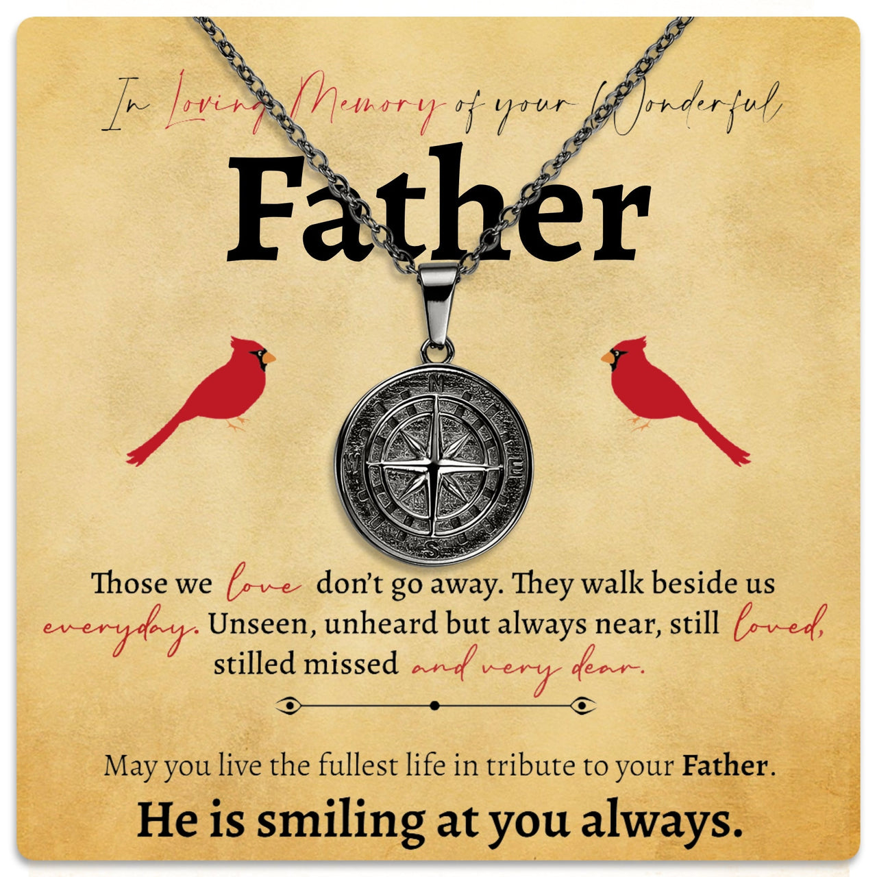 Memory of Your Father Compass Necklace - Love You This Much