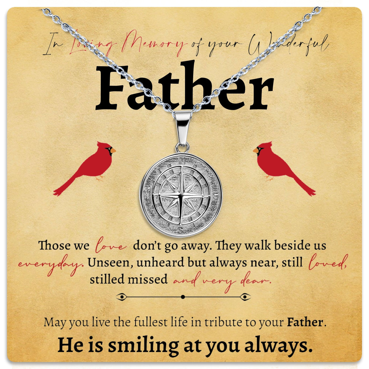 Memory of Your Father Compass Necklace - Love You This Much