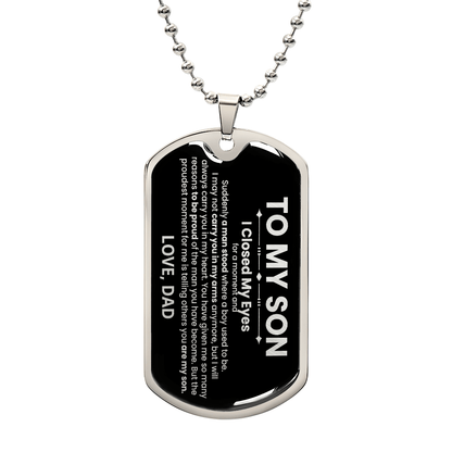 Son Love Dad Dog Tag Necklace (Black Design) - Love You This Much