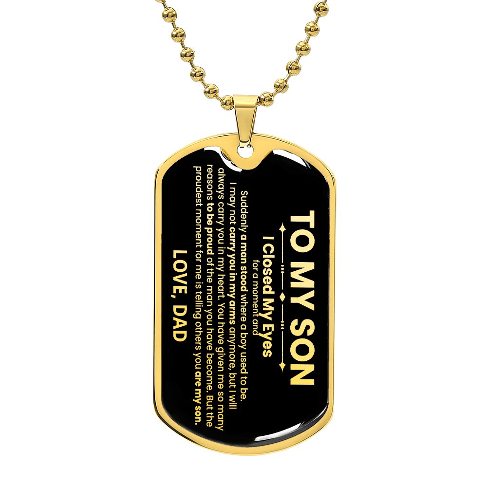 Son Love Dad Dog Tag Necklace (Black Design) - Love You This Much