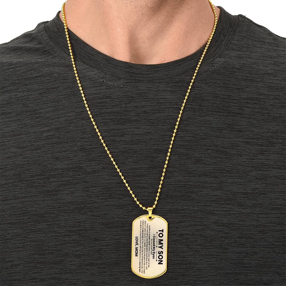 Son Love Mom Beige Dog Tag Necklace - Love You This Much