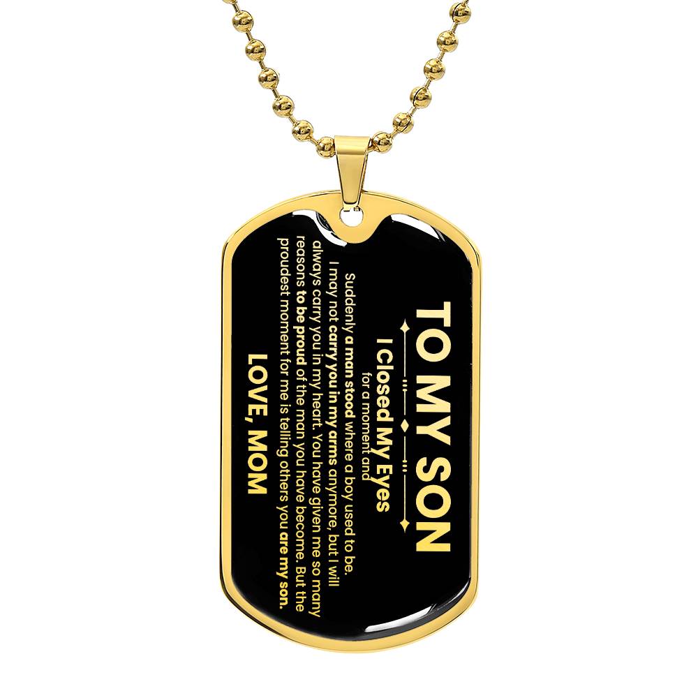 Son Love Mom Black Dog Tag Necklace - Love You This Much