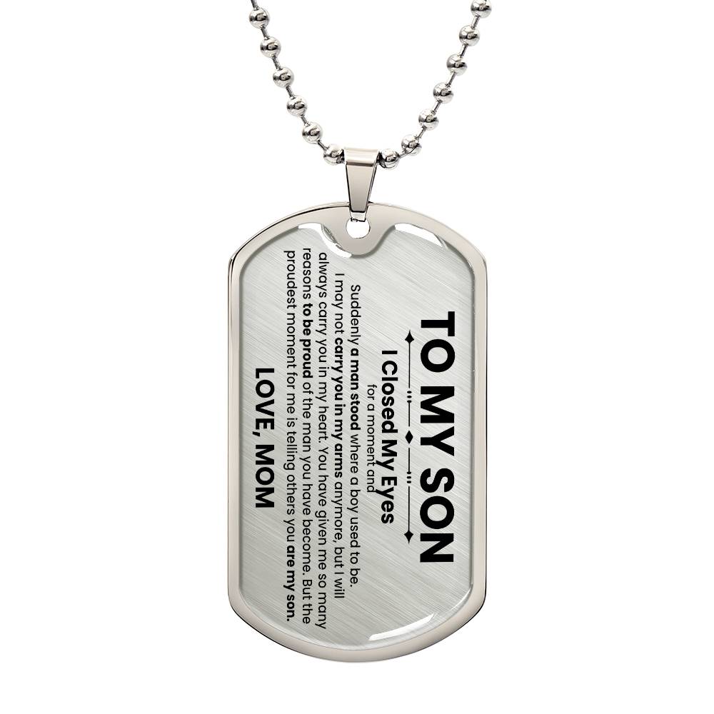 Son Love Mom Original Dog Tag Necklace - Love You This Much