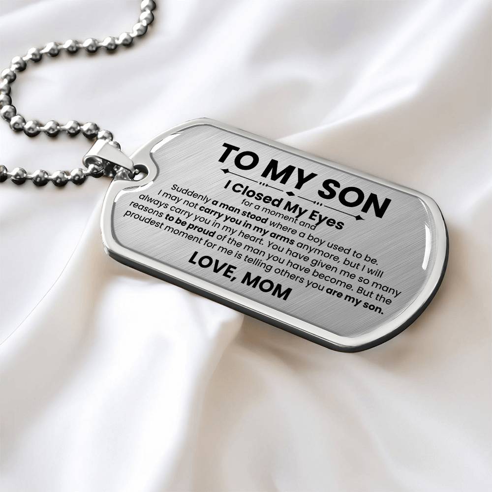 Son Love Mom Original Dog Tag Necklace - Love You This Much