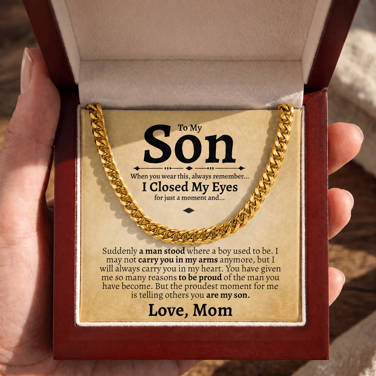 To My Son 5mm Cuban Necklace - Love Mom
