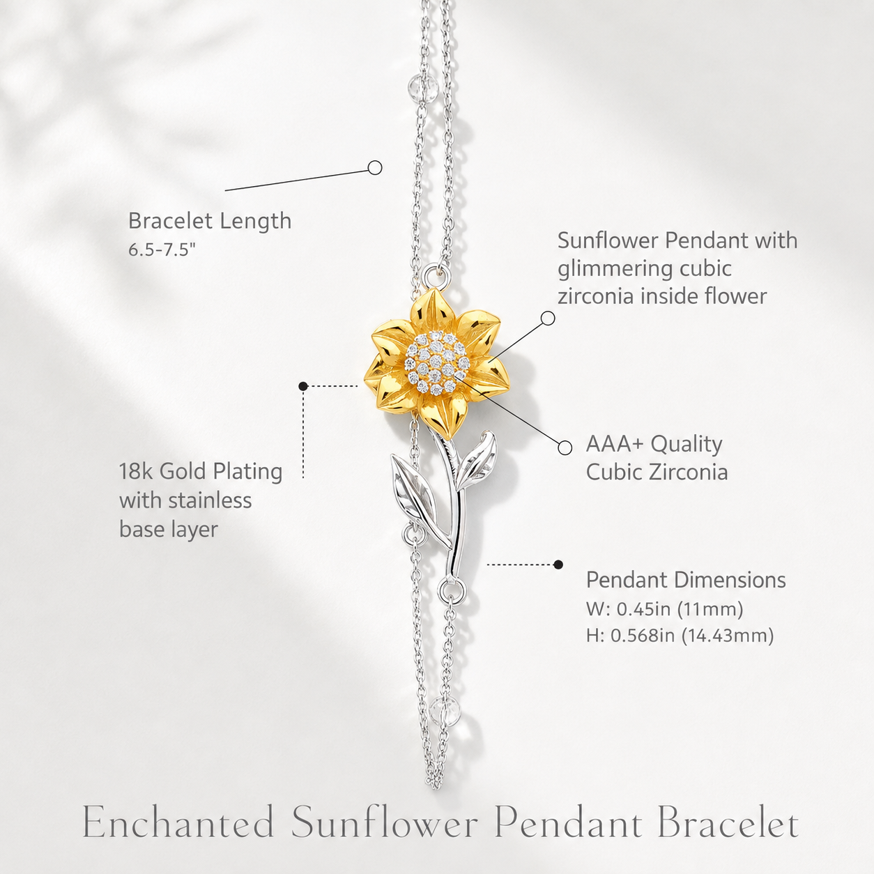 Aunt & Niece 18k Sunflower Bracelet