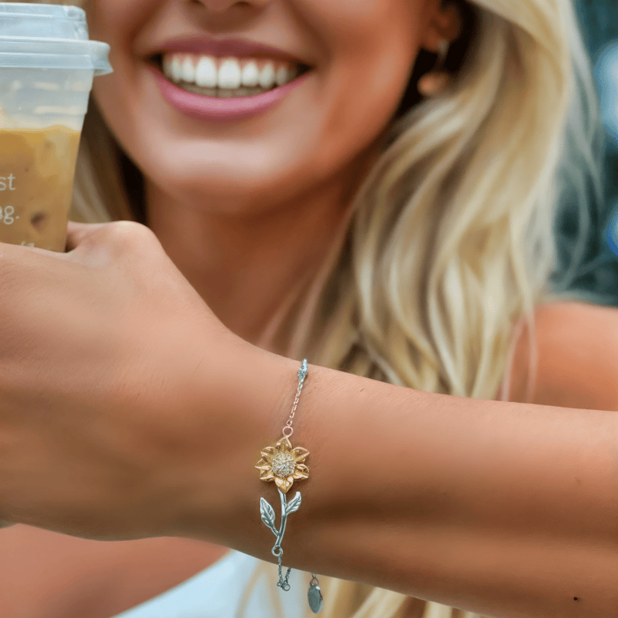 To My Aunt 18k Gold Enchanted Sunflower Bracelet - Love You This Much