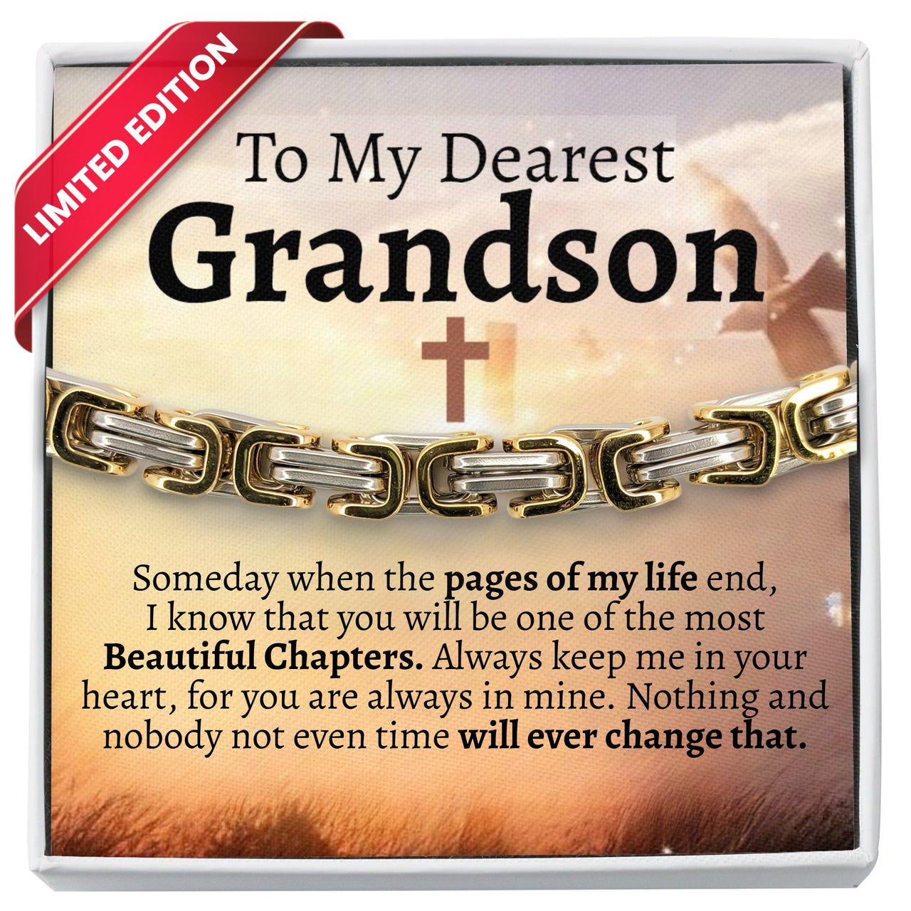 To My Grandson 5mm Steel Bracelet - Love You This Much