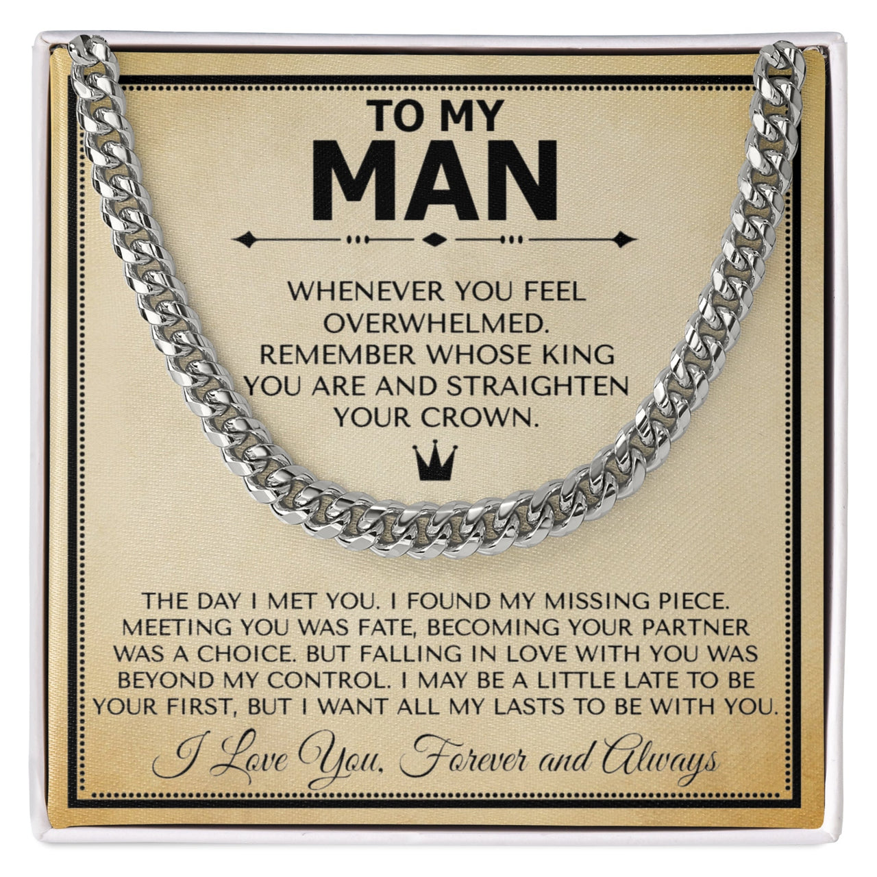 To My Man "Crown" 7mm Cuban Necklace - Love You This Much