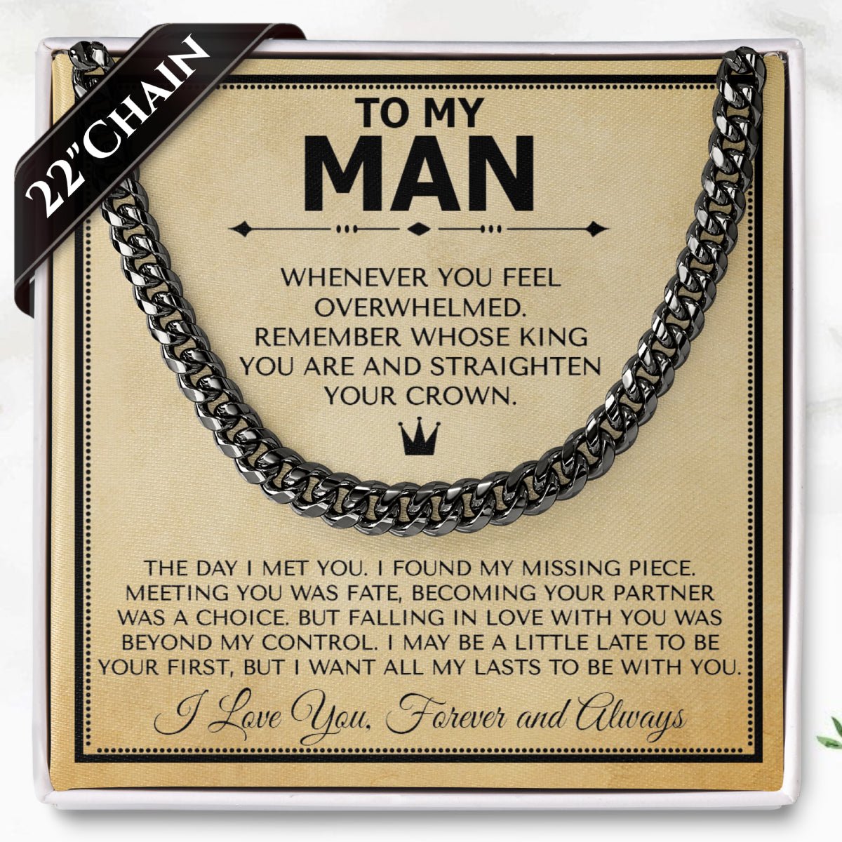 To My Man "Crown" 7mm Cuban Necklace - Love You This Much