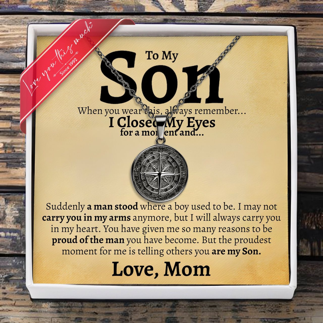 To My Son Compass Necklace | Love Mom Gift Set - Love You This Much