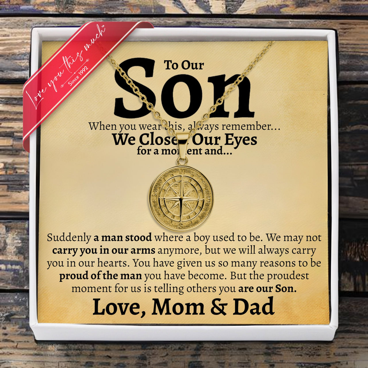 To My Son Compass Necklace | Love Parents - Love You This Much