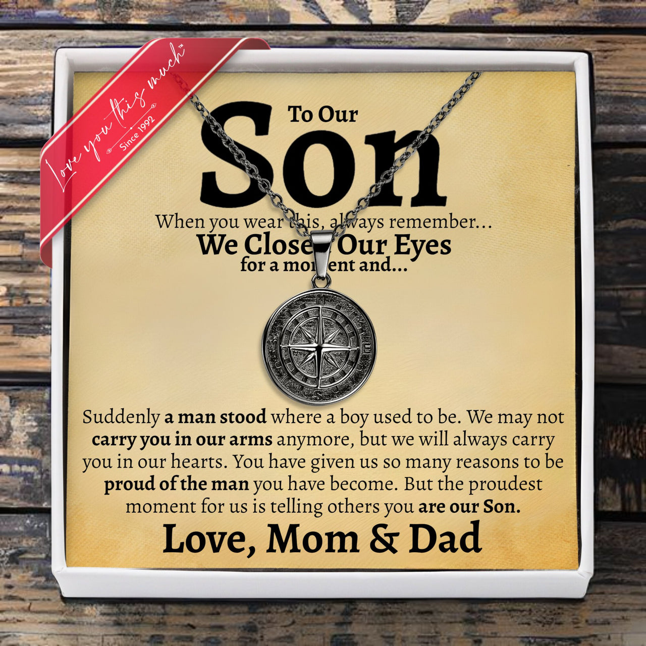 To My Son Compass Necklace | Love Parents - Love You This Much