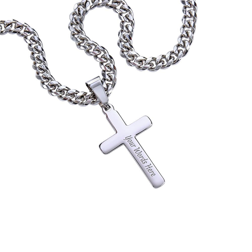 To My Son Love Mom Cuban Cross Necklace - Love You This Much