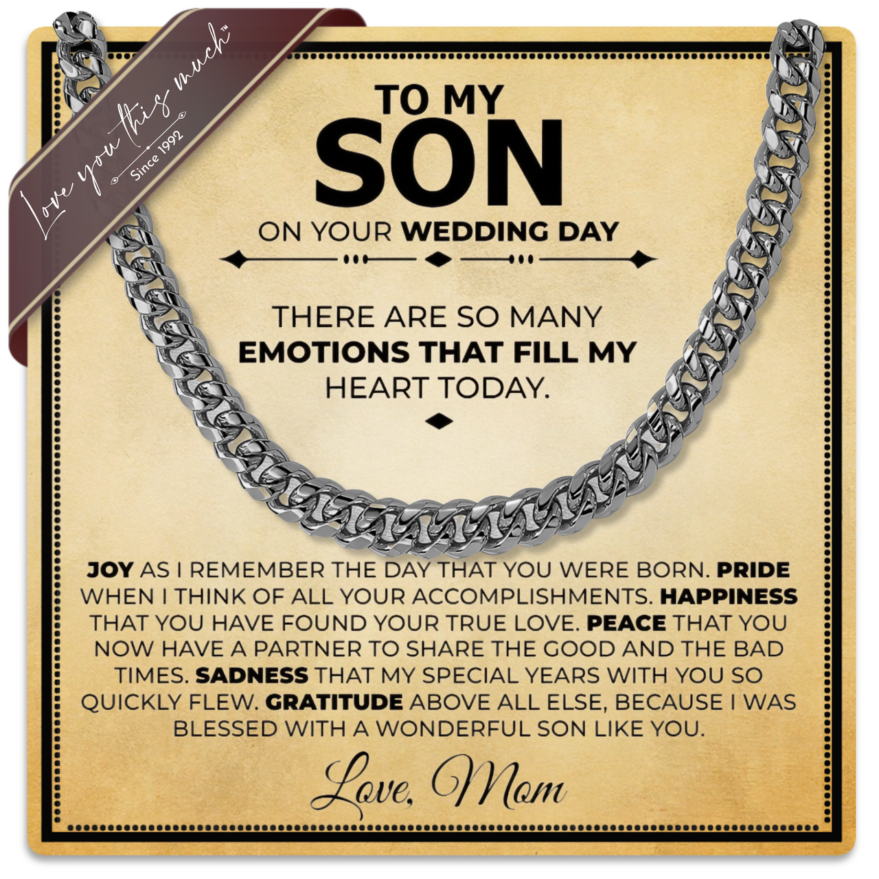 Son Love Mom Wedding - Class 5mm Necklace