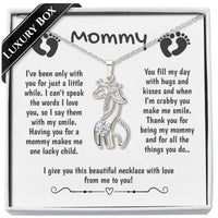 Thumbnail for Baby to Mom Giraffe Necklace - Love You This Much
