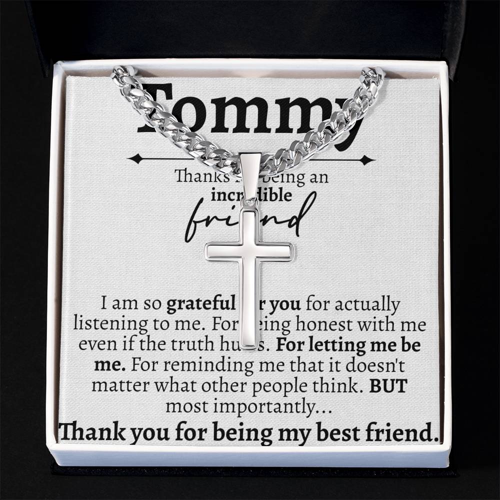 Best Guy Friend Cuban Cross Necklace - Love You This Much