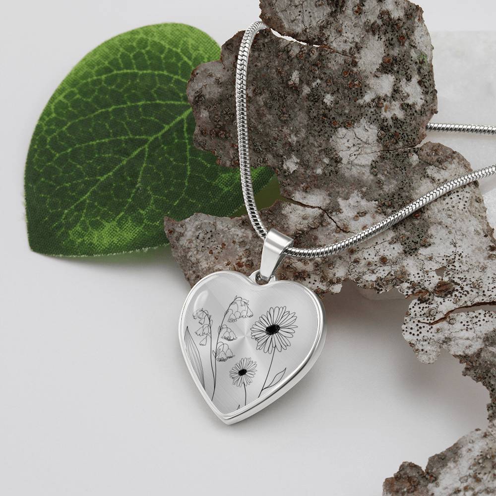 Birth Flower Heart Necklace - Love You This Much