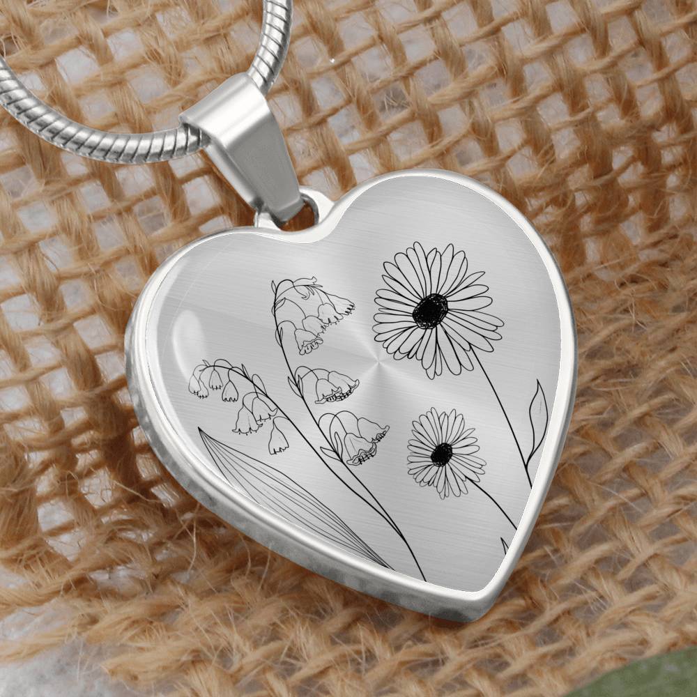 Birth Flower Heart Necklace - Love You This Much