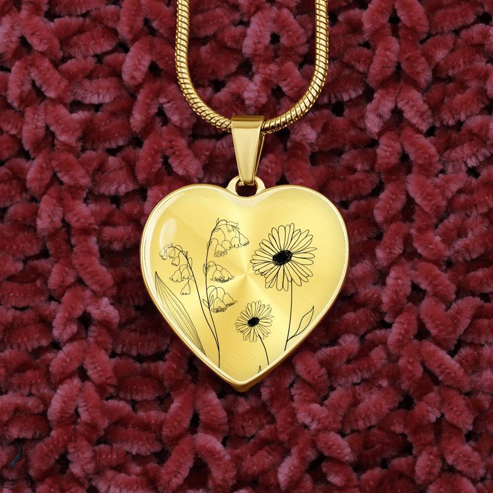 Birth Flower Heart Necklace - Love You This Much