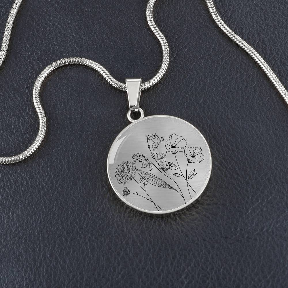 Birth Flowers Circle Necklace - Love You This Much